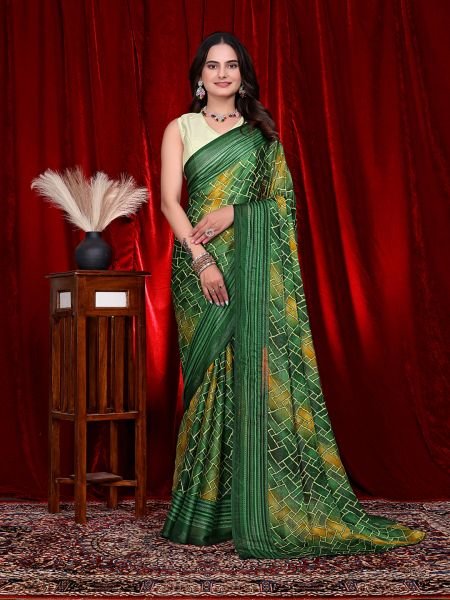 Heavy Chiffon Color Block Printed Ready to Wear Saree Ready To Wear Sarees