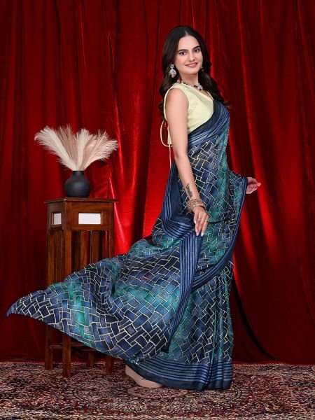 Heavy Chiffon Color Block Printed Ready to Wear Saree Ready To Wear Sarees