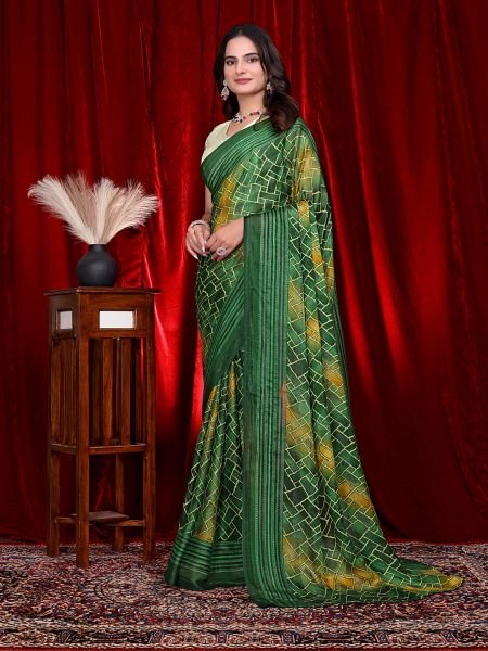 Heavy Chiffon Color Block Printed Ready to Wear Saree Ready To Wear Sarees