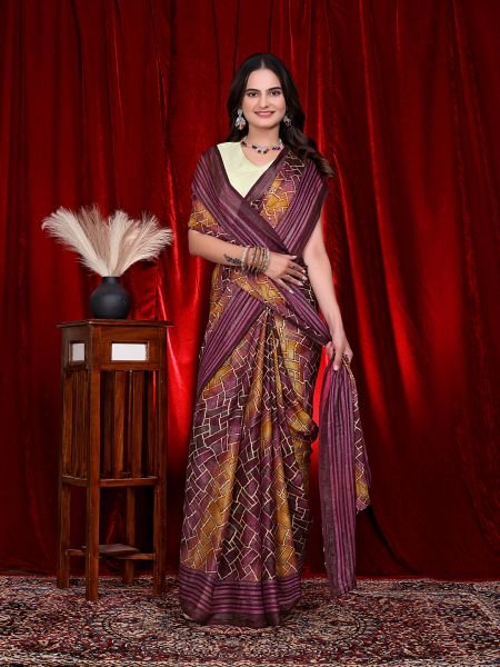 Heavy Chiffon Color Block Printed Ready to Wear Saree Ready To Wear Sarees