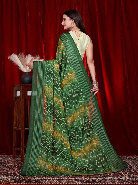 Heavy Chiffon Color Block Printed Ready to Wear Saree Ready To Wear Sarees