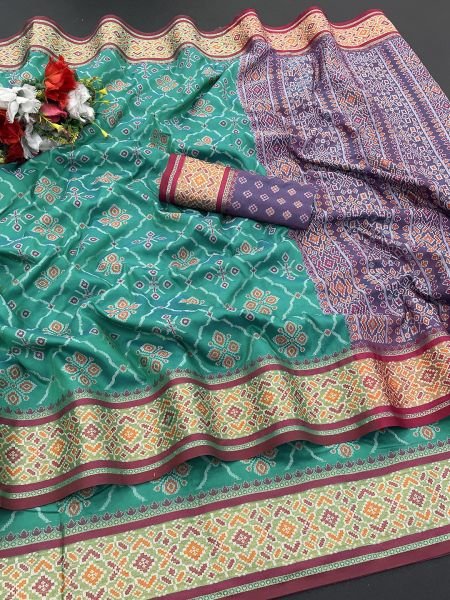 Jacquard Woven Patola Rama Pure Silk Saree Sale