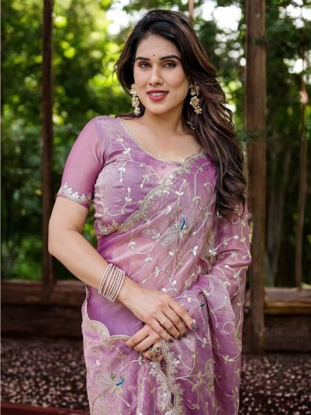 Jimmy Chu Embroidered Saree with Gotta Patti Work Daily Deals