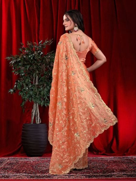 Jimmy Chu Embroidered Saree with Gotta Patti Work Designer Sarees