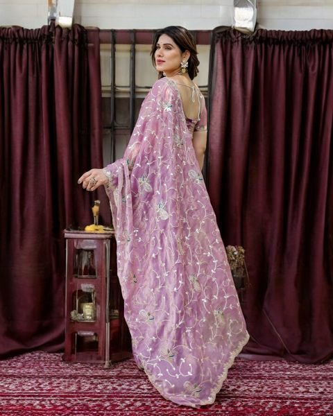 Jimmy Chu Embroidered Saree with Gotta Patti Work Designer Sarees