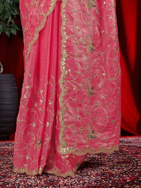 Jimmy Chu Embroidered Saree with Gotta Patti Work Designer Sarees