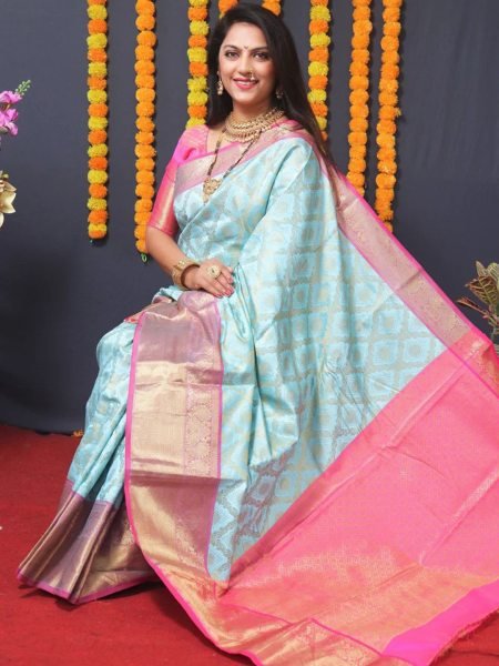 Kanjivaram Silk Saree with Rich Pallu with Unstitched Blouse Piece Kanjivaram Sarees