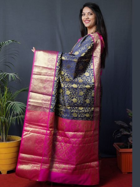Kanjivaram Silk Saree with Rich Pallu with Unstitched Blouse Piece Kanjivaram Sarees