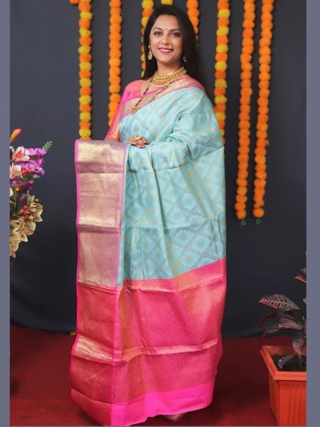 Kanjivaram Silk Saree with Rich Pallu with Unstitched Blouse Piece Kanjivaram Sarees