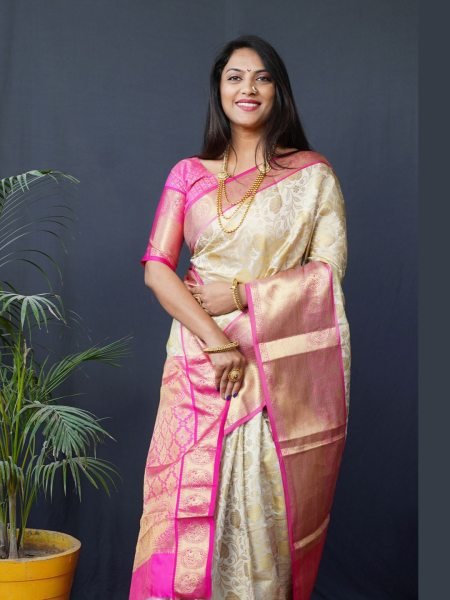 Kanjivaram Silk Saree with Rich Pallu with Unstitched Blouse Piece Kanjivaram Sarees