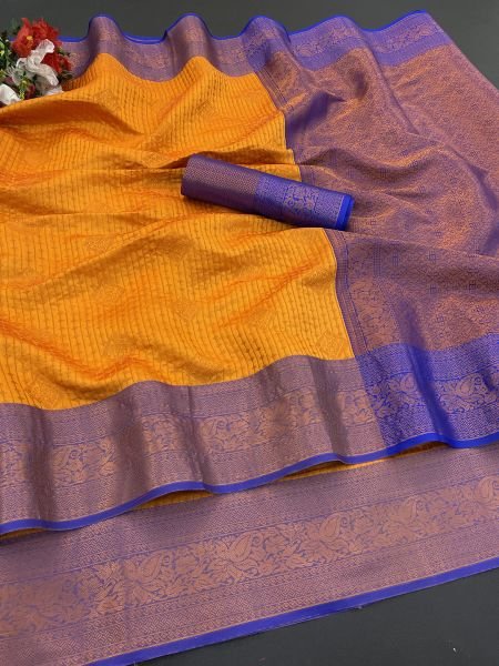 Kanjivaram Soft Silk Copper Rich Pallu Saree Sale