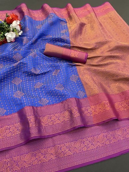 Kanjivaram Soft Silk Copper Rich Pallu Saree Sale