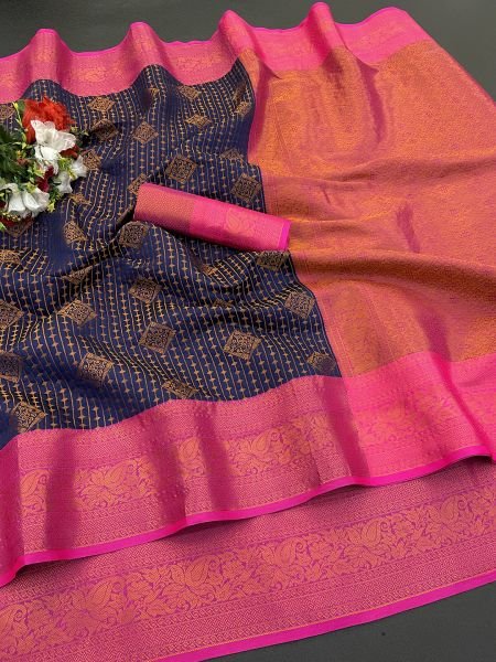 Kanjivaram Soft Silk Copper Rich Pallu Saree Saree