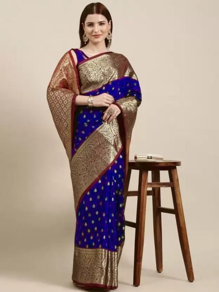 Kanjivaram Softy Copper Zari Blue Saree Pattu Sarees