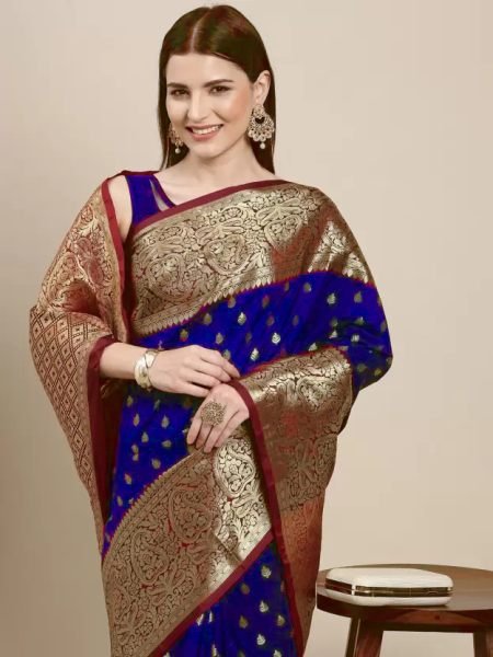 Kanjivaram Softy Copper Zari Blue Saree Kanjivaram Sarees