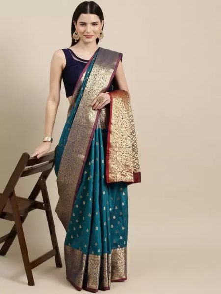 Kanjivaram Softy Copper Zari Rama Saree Pattu Sarees