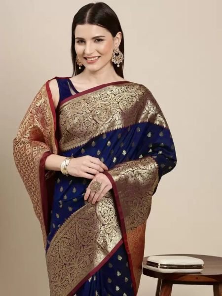 Kanjivaram Softy Copper Zari Sky Saree Kanjivaram Sarees