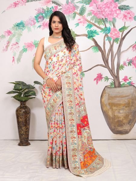 Kashmiri Pashmina Banarasi Cotton Silk Saree Kanjivaram Sarees