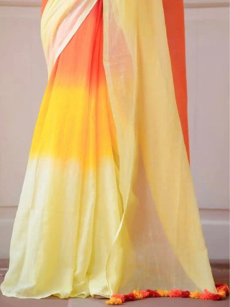 Multicolor Striped Cotton Linen Printed Saree Printed Sarees