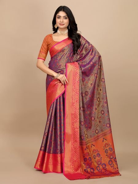 Navy Blue Pure Silk Fabric Woven Jacquard     Dharmavaram Pattu Tradition Pattu Sarees