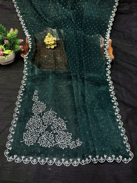 New Arrival Zarkan Work Chiffon Saree with Unstitched Blouse Piece for Women Daily Deals