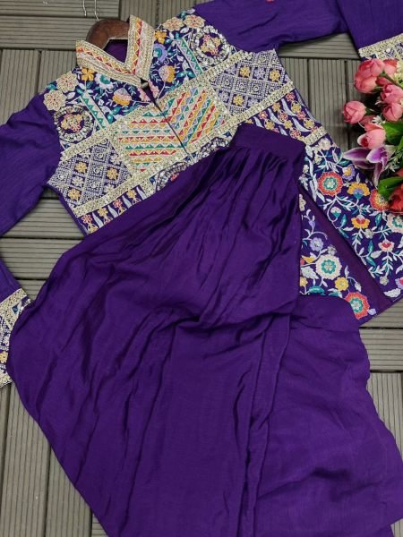 New Designer Party Wear Purple Koti With Lehenga Choli Lehenga Choli