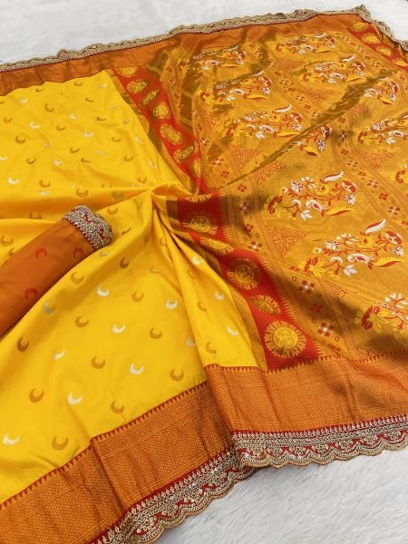 Paithani Pure Silk Embroidery Lace Border Saree Sale
