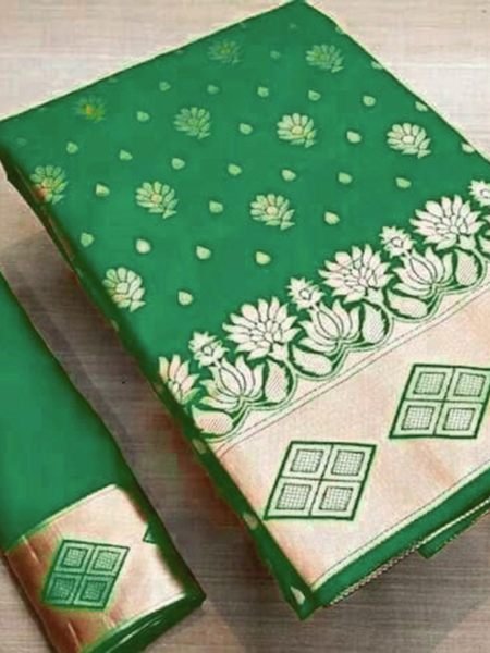 Parrot Green Banarasi Pure Silk Saree with Gold Zari for Weddings Sale