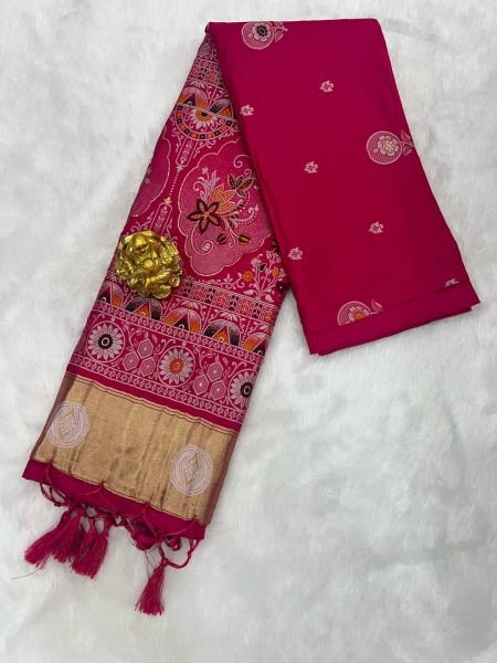 Patola Silk Saree with Traditional Pallu and Tassel Border Daily Deals