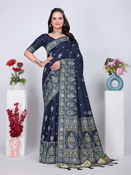 Patola Silk Saree with Traditional Pallu and Tassel Border Banarasi Sarees