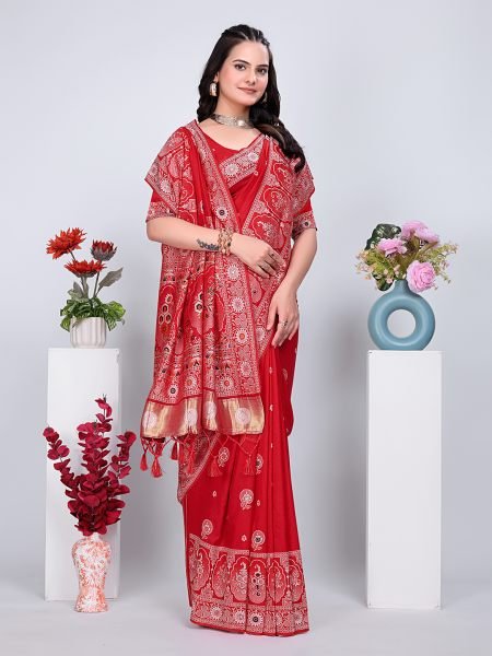 Patola Silk Saree with Traditional Pallu and Tassel Border Banarasi Sarees