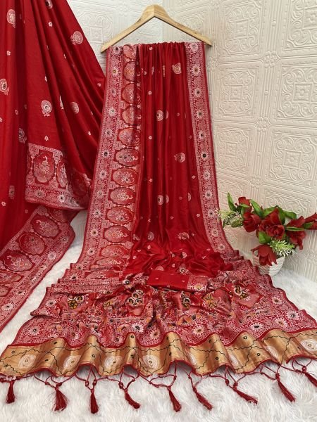 Patola Woven Cotton Silk Saree With Hand Work Patola Sarees