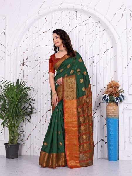Pure Banarasi Silk Ready to Wear Saree with Jacquard   Woven Weaving Work Ready To Wear Sarees