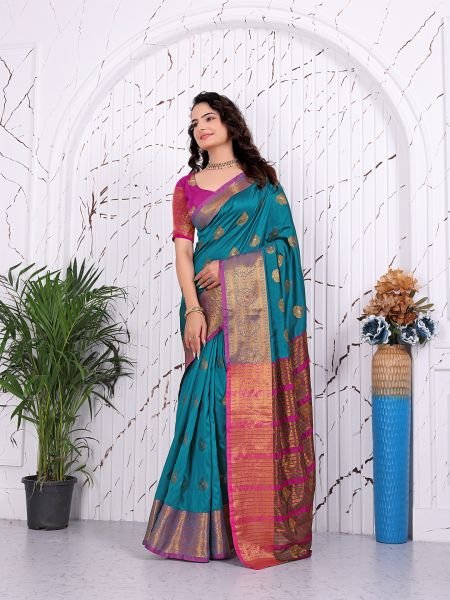 Pure Banarasi Silk Ready to Wear Saree with Jacquard   Woven Weaving Work Ready To Wear Sarees