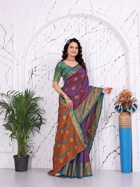 Pure Banarasi Silk Ready to Wear Saree with Jacquard   Woven Weaving Work Ready To Wear Sarees
