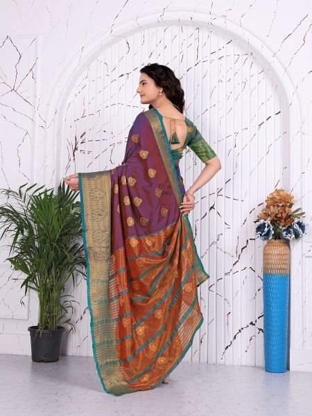 Pure Banarasi Silk Ready to Wear Saree with Jacquard   Woven Weaving Work Ready To Wear Sarees