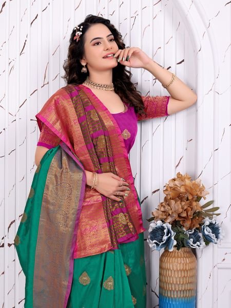 Pure Banarasi Silk Ready to Wear Saree with Jacquard   Woven Weaving Work Ready To Wear Sarees