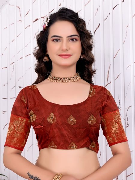 Pure Banarasi Silk Ready to Wear Saree with Jacquard   Woven Weaving Work Ready To Wear Sarees