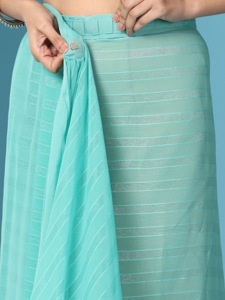 Rama Ready To Wear Chiffon Saree With Stitched Blouse Ready To Wear Sarees