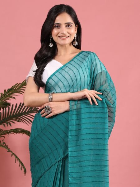 Rama Ready To Wear Chiffon Zari Linen Saree Sale