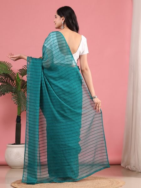 Rama Ready To Wear Chiffon Zari Linen Saree Ready To Wear Sarees