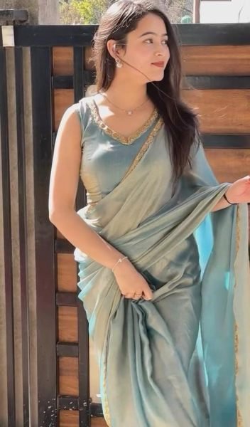 Rama Two-Tone Soft Fancy Chiffon Silk Saree Daily Deals