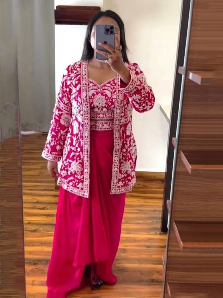 Rani Pink New Superb Trendy Party Wear Koti and Sarara Designer Outfit