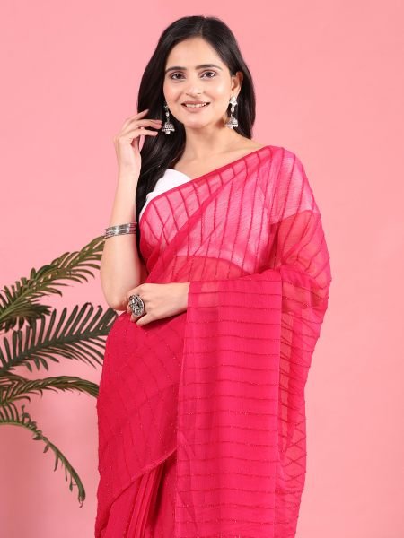 Rani Ready To Wear Chiffon Zari Linen Saree Sale