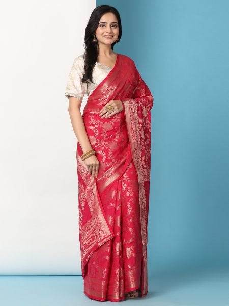 Rani Ready to Wear Pure Banarasi Georgette Saree Ready To Wear Sarees
