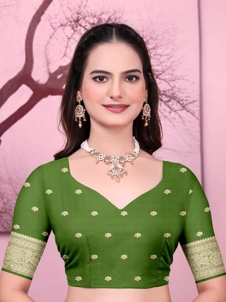 Ready to Wear Banarasi Floral Print Jacquard Party Saree with Unstitched Blouse Ready To Wear Sarees