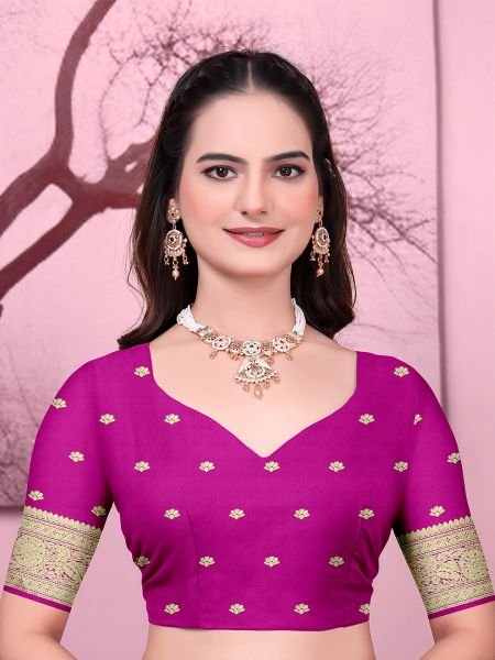 Ready to Wear Banarasi Floral Print Jacquard Party Saree with Unstitched Blouse Ready To Wear Sarees