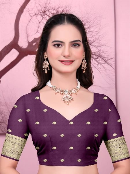 Ready to Wear Banarasi Floral Print Jacquard Party Saree with Unstitched Blouse Ready To Wear Sarees