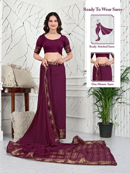 Ready to Wear Banarasi Jacquard Saree in Crepe Fabric Daily Deals