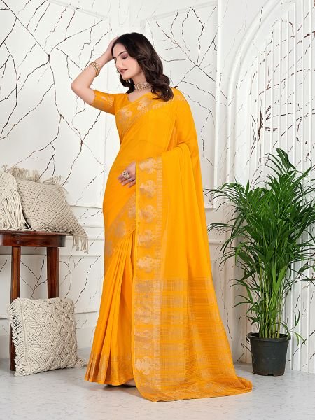 Ready to Wear Banarasi Jacquard Saree in Crepe Fabric Ready To Wear Sarees